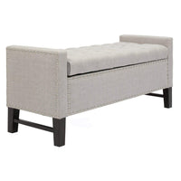 Iconic Home Lance Tufted Linen Storage Bench 