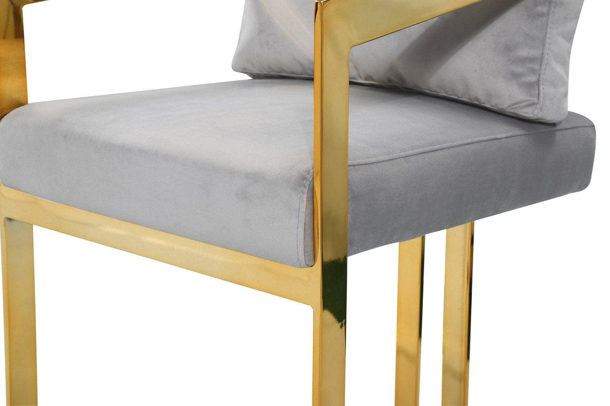 Iconic Home Layla Velvet Bar Stool Chair Gold Base 
