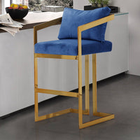 Iconic Home Layla Velvet Bar Stool Chair Gold Base 