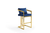 Iconic Home Layla Velvet Bar Stool Chair Gold Base 
