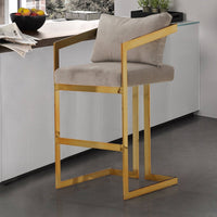 Iconic Home Layla Velvet Bar Stool Chair Gold Base 