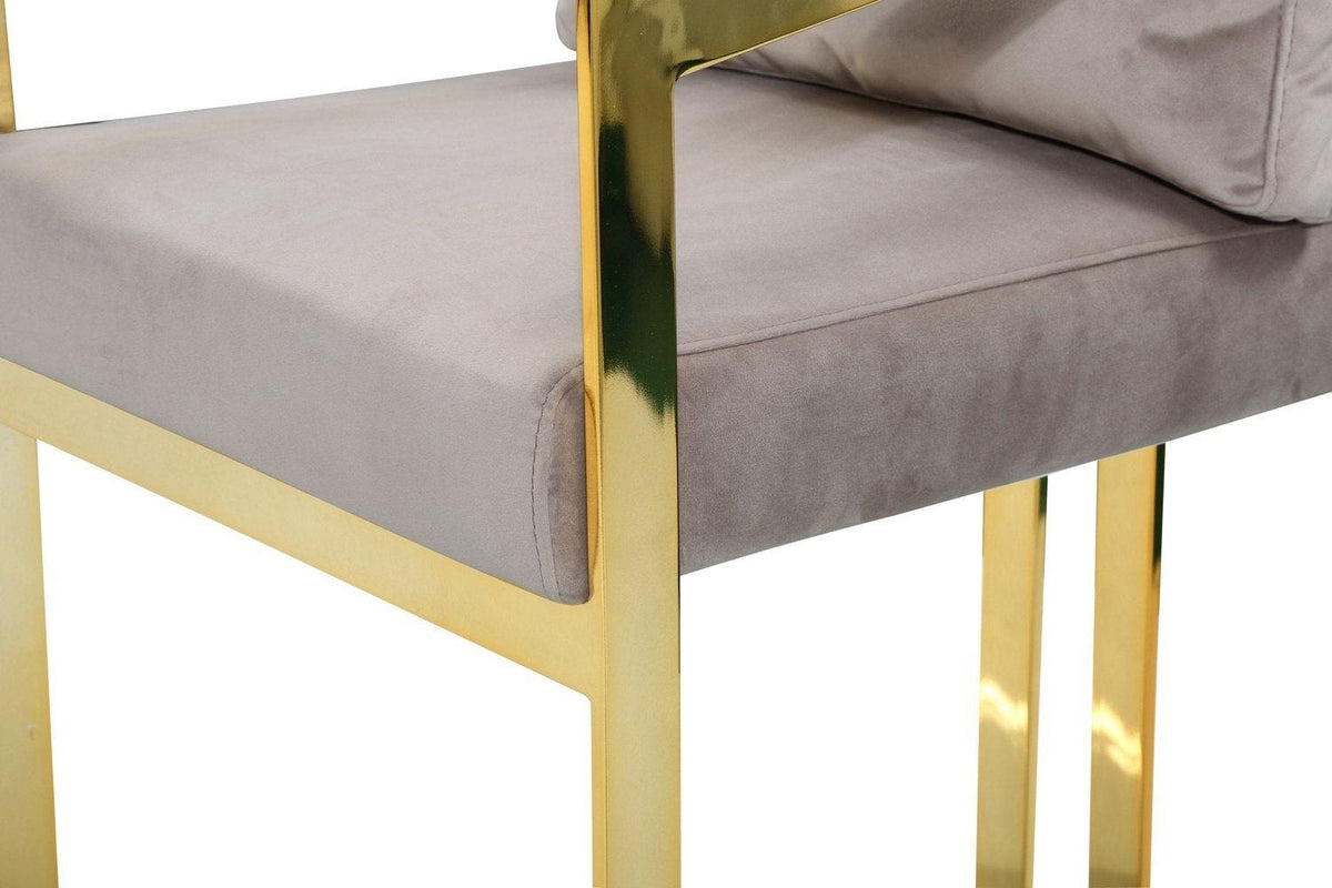Iconic Home Layla Velvet Bar Stool Chair Gold Base 