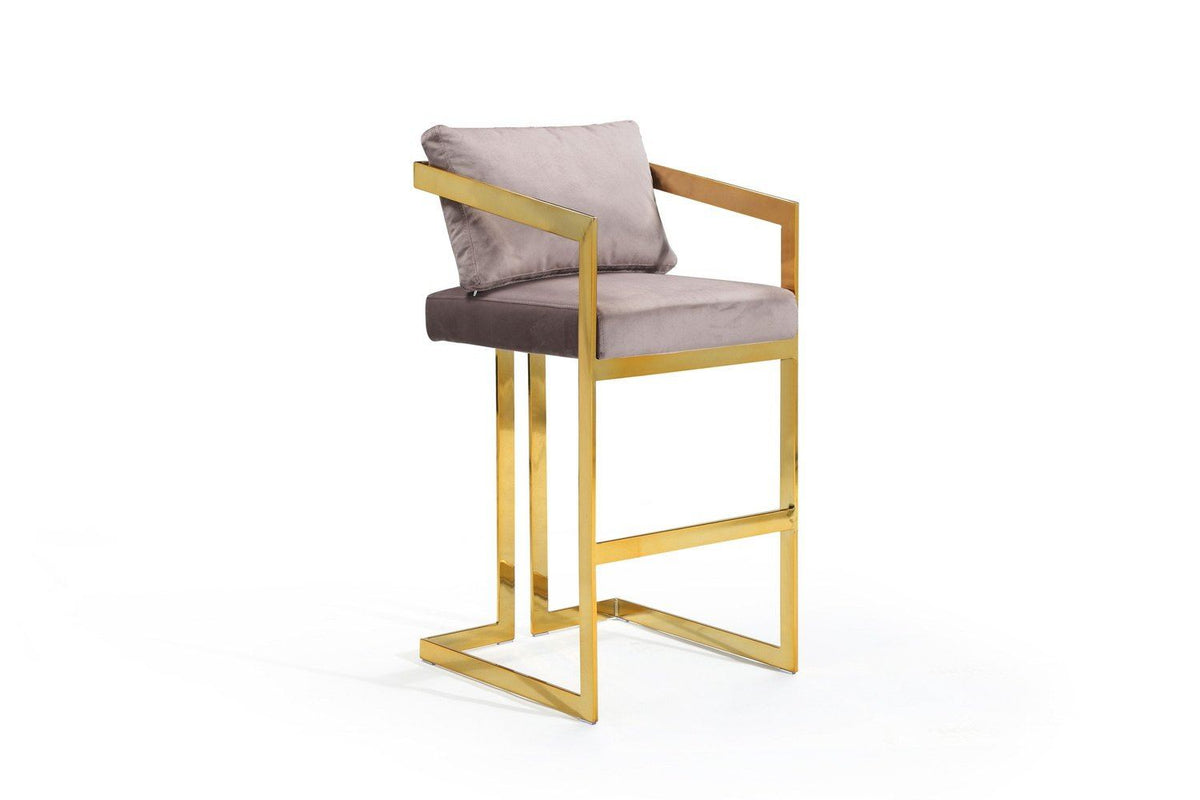 Iconic Home Layla Velvet Bar Stool Chair Gold Base 
