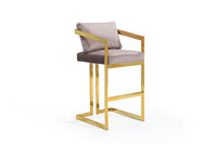 Iconic Home Layla Velvet Bar Stool Chair Gold Base 