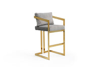 Iconic Home Layla Velvet Bar Stool Chair Gold Base 