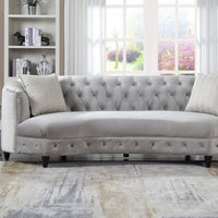 Iconic Home Leeba Kidney Shaped Velvet Club Sofa Grey