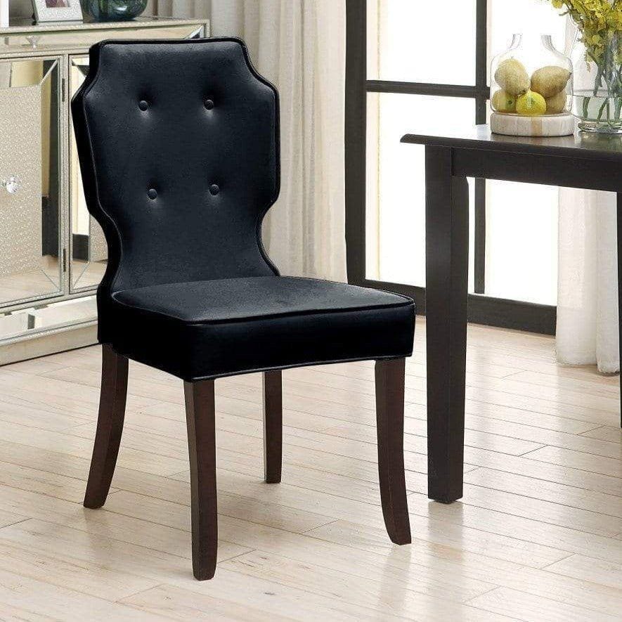 Iconic Home Lennon Faux Leather Tufted Dining Chair Set of 2 Black