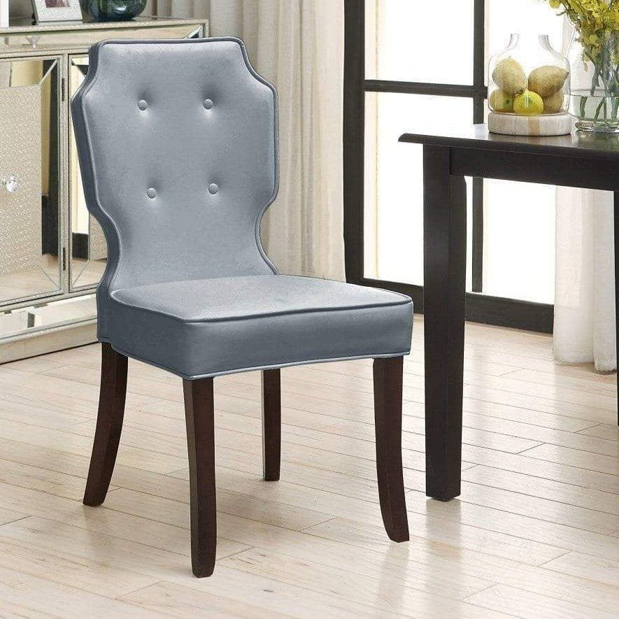 Iconic Home Lennon Faux Leather Tufted Dining Chair Set of 2 Silver