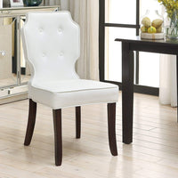 Iconic Home Lennon Faux Leather Tufted Dining Chair Set of 2 White