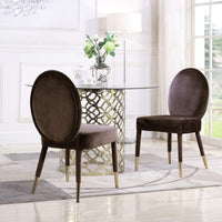 Iconic Home Leverett Velvet Dining Chair Set of 2 Brown