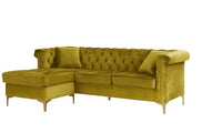 Iconic Home Levin Left Facing Tufted Velvet Sectional Sofa 