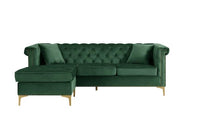 Iconic Home Levin Left Facing Tufted Velvet Sectional Sofa 