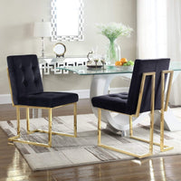 Iconic Home Liam Velvet Side Dining Chair Set of 2 Black