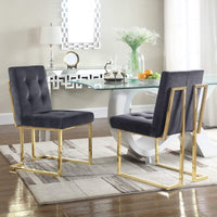 Iconic Home Liam Velvet Side Dining Chair Set of 2 Grey