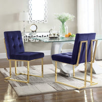 Iconic Home Liam Velvet Side Dining Chair Set of 2 Navy