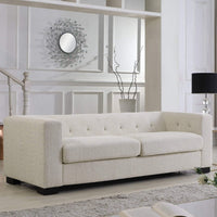 Iconic Home Limoges Plush Chenille Upholstered Sofa Beige