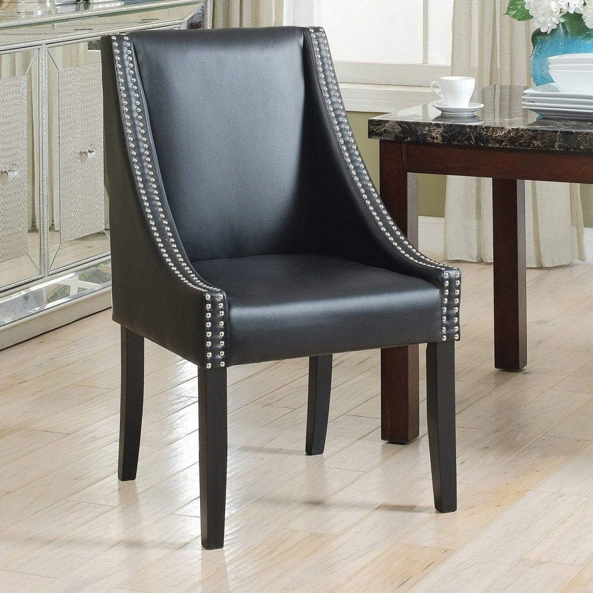 Iconic Home Lincoln Faux Leather Dining Chair Set of 2 Black