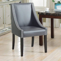 Iconic Home Lincoln Faux Leather Dining Chair Set of 2 Grey