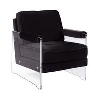 Iconic Home Logan Velvet Accent Club Chair Acrylic Frame 