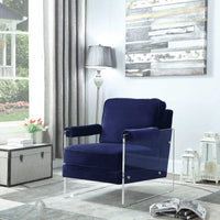 Iconic Home Logan Velvet Accent Club Chair Acrylic Frame Navy