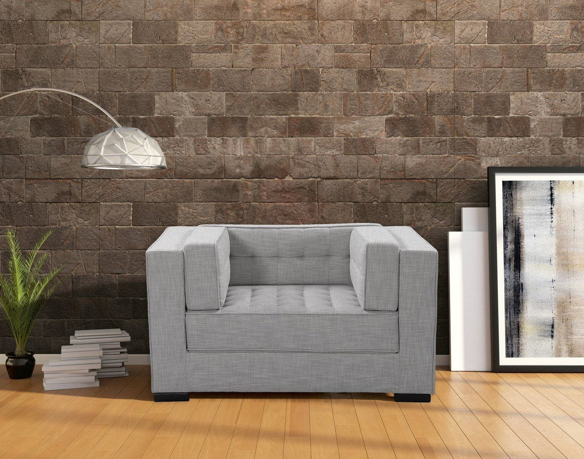 Iconic Home Lorenzo Linen-Textured Club Chair Platinum