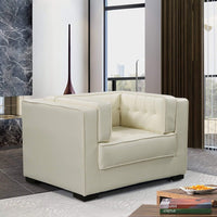 Iconic Home Lorenzo Tufted PU Leather Club Chair Cream