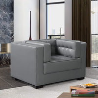 Iconic Home Lorenzo Tufted PU Leather Club Chair Grey