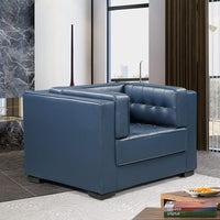 Iconic Home Lorenzo Tufted PU Leather Club Chair Navy