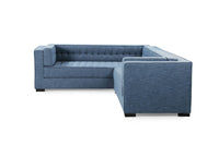 Iconic Home Lorenzo Left Facing Linen Tufted Sectional Sofa 