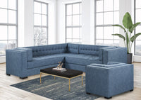 Iconic Home Lorenzo Left Facing Linen Tufted Sectional Sofa 