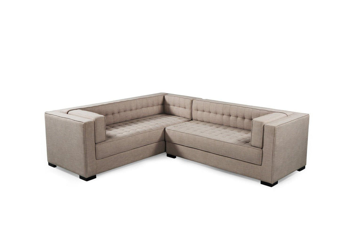 Iconic Home Lorenzo Left Facing Linen Tufted Sectional Sofa 