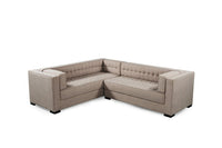 Iconic Home Lorenzo Left Facing Linen Tufted Sectional Sofa 