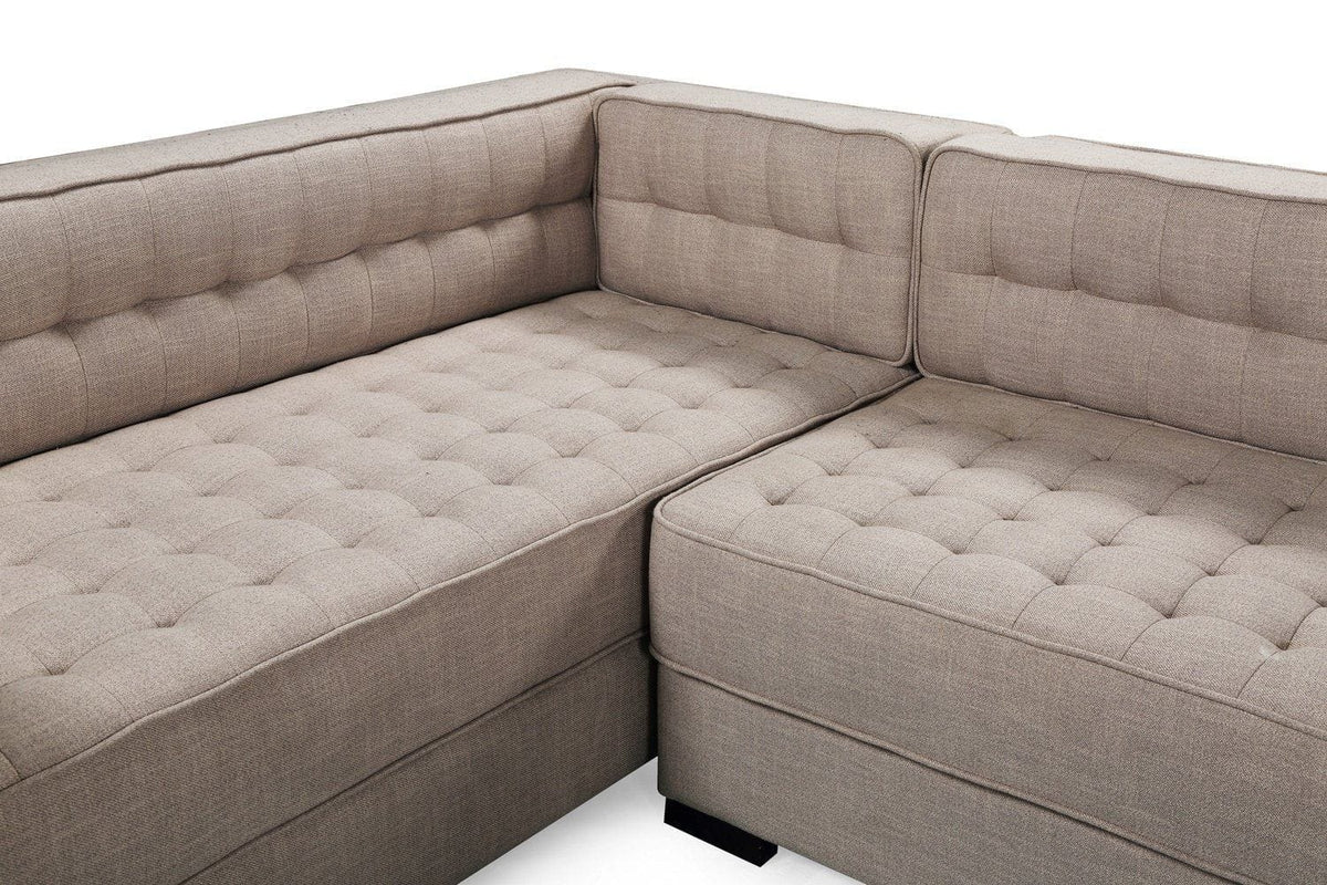 Iconic Home Lorenzo Left Facing Linen Tufted Sectional Sofa 