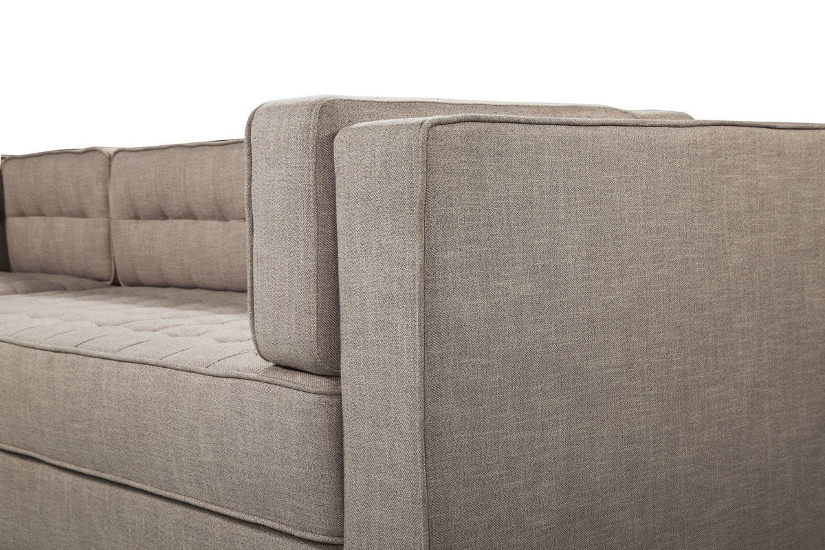 Iconic Home Lorenzo Left Facing Linen Tufted Sectional Sofa 