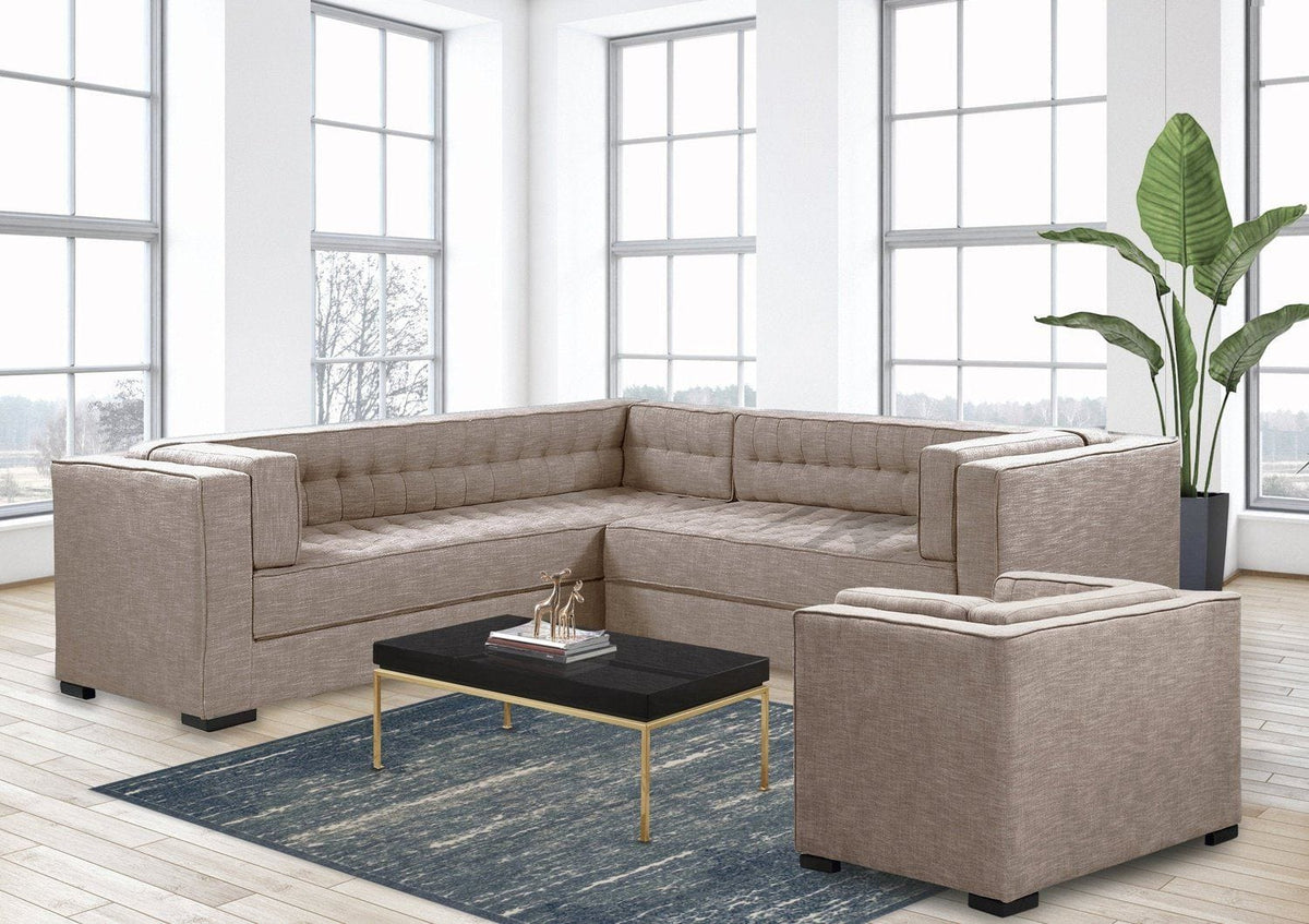 Iconic Home Lorenzo Left Facing Linen Tufted Sectional Sofa 
