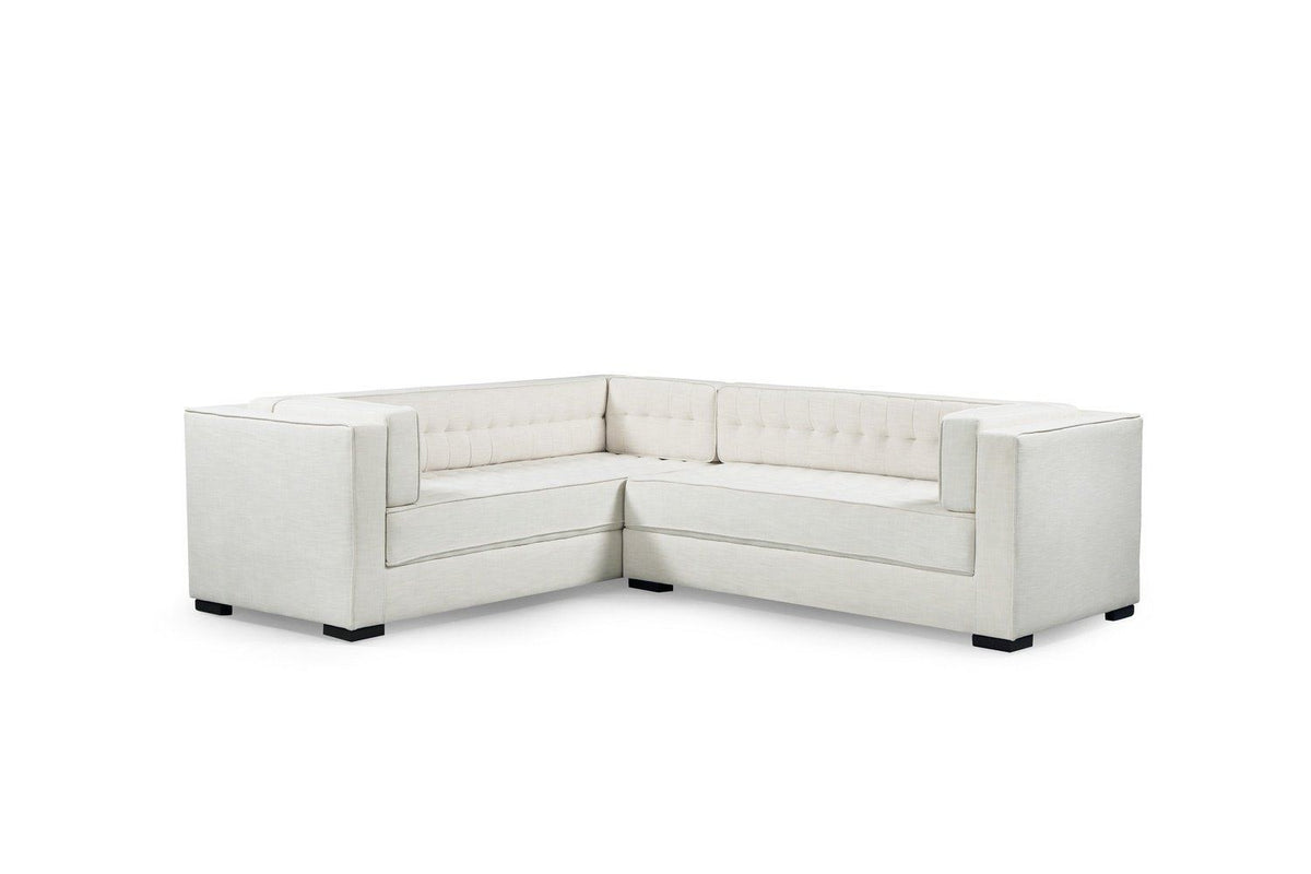 Iconic Home Lorenzo Left Facing Linen Tufted Sectional Sofa 