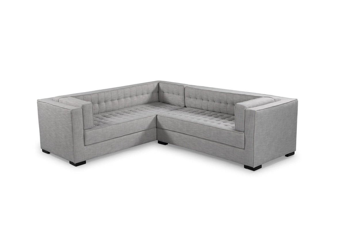 Iconic Home Lorenzo Left Facing Linen Tufted Sectional Sofa 