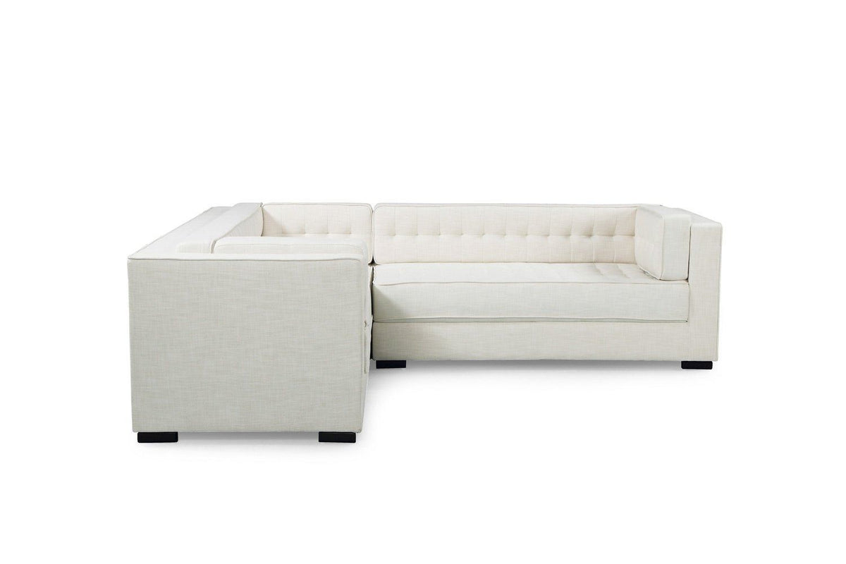 Iconic Home Lorenzo Left Facing Linen Tufted Sectional Sofa 