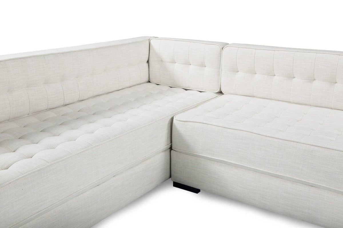 Iconic Home Lorenzo Left Facing Linen Tufted Sectional Sofa 