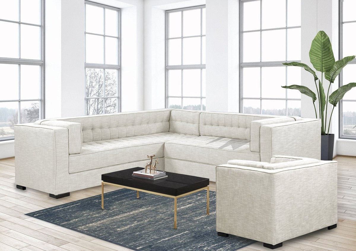 Iconic Home Lorenzo Left Facing Linen Tufted Sectional Sofa 