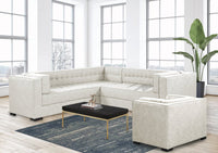 Iconic Home Lorenzo Left Facing Linen Tufted Sectional Sofa 