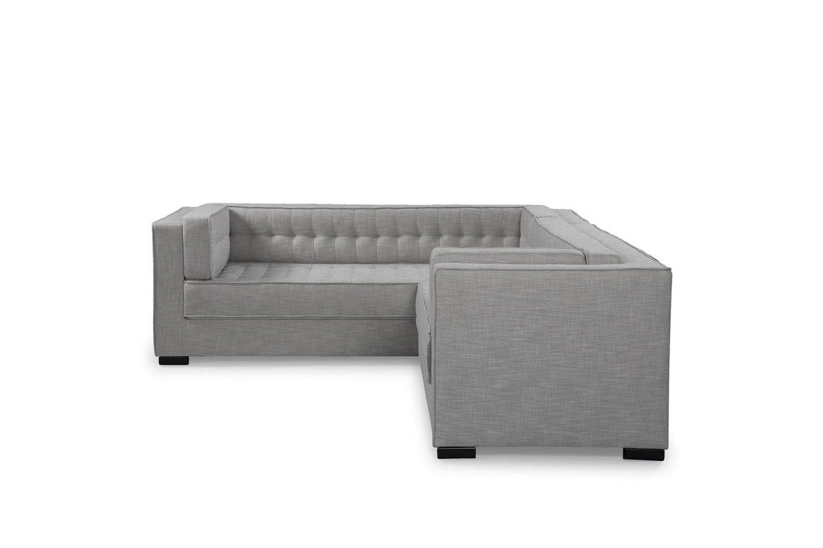 Iconic Home Lorenzo Left Facing Linen Tufted Sectional Sofa 
