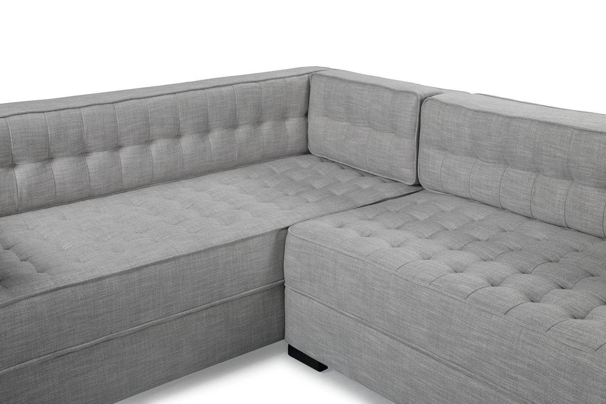 Iconic Home Lorenzo Left Facing Linen Tufted Sectional Sofa 