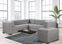 Iconic Home Lorenzo Left Facing Linen Tufted Sectional Sofa 