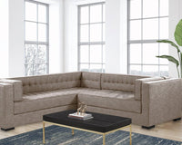 Iconic Home Lorenzo Left Facing Linen Tufted Sectional Sofa Sand
