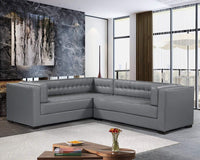 Iconic Home Lorenzo Left Facing Faux Leather Tufted Sectional Sofa Grey