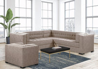 Iconic Home Lorenzo Right Facing Linen Tufted Sectional Sofa 