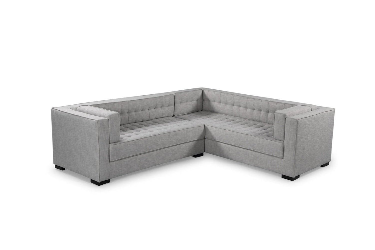 Iconic Home Lorenzo Right Facing Linen Tufted Sectional Sofa 