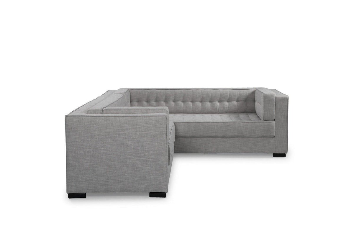 Iconic Home Lorenzo Right Facing Linen Tufted Sectional Sofa 