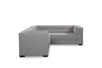 Iconic Home Lorenzo Right Facing Linen Tufted Sectional Sofa 